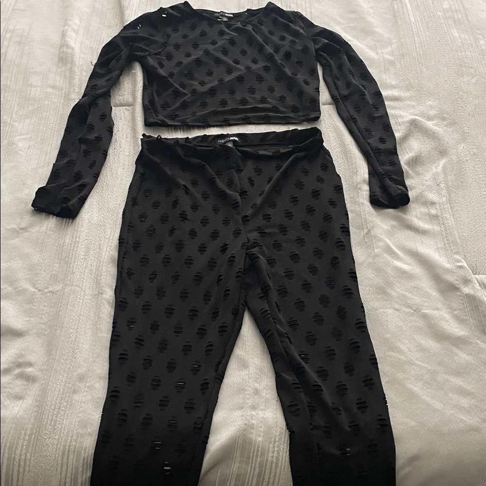 Fashion Nova Black Distressed Fabric